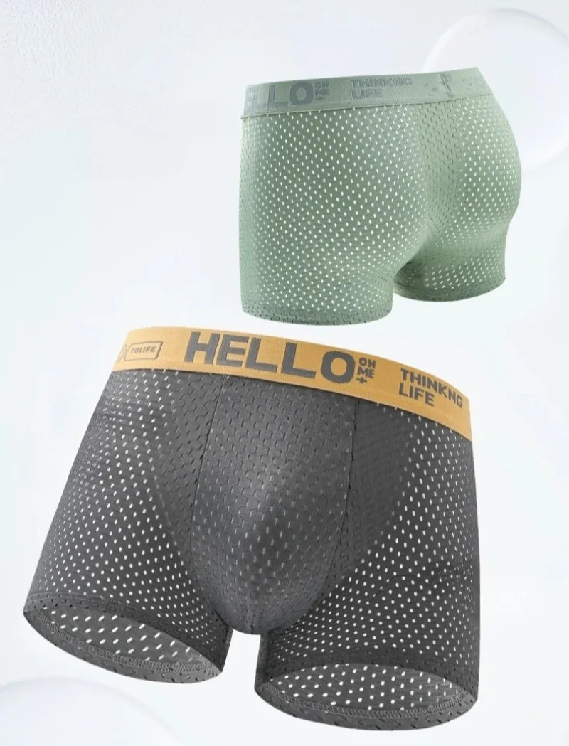 6 Stück Mesh-Eisseide Boxershorts für Herren, Atmungsaktive Sexy Slim-Fit Nahtlose Unterhosen in Übergröße 4X – Detail 18