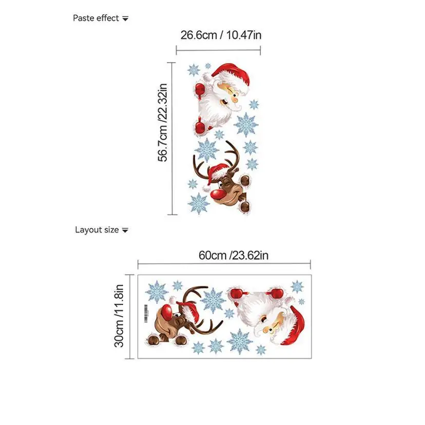 1개 산타클로스 순록 문 스티커 거실 침실 축제 분위기 배경 장식 벽 스티커 도매