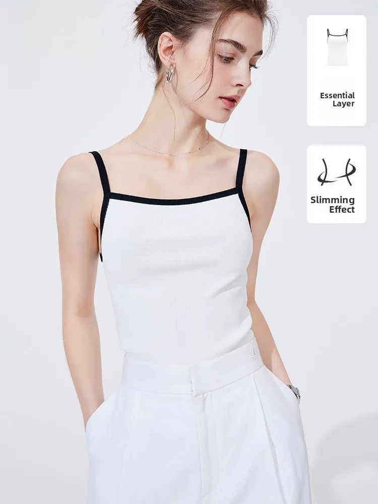 

Navigare Slim Fit Women's Summer Thin Strap Top One-oulder Base irt Versatile Sle Nylon Rayon Fiber Casual Wear