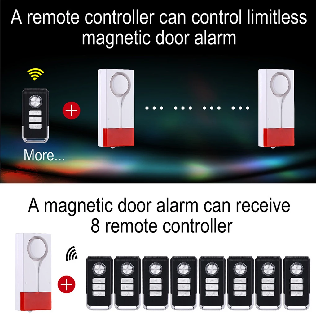 إنذار مضاد للسرقة 110 ديسيبل إنذار للباب والنافذة بصوت عالٍ إنذار اهتزاز لاسلكي مع أجهزة استشعار أمن الدراجة للتحكم عن بعد
