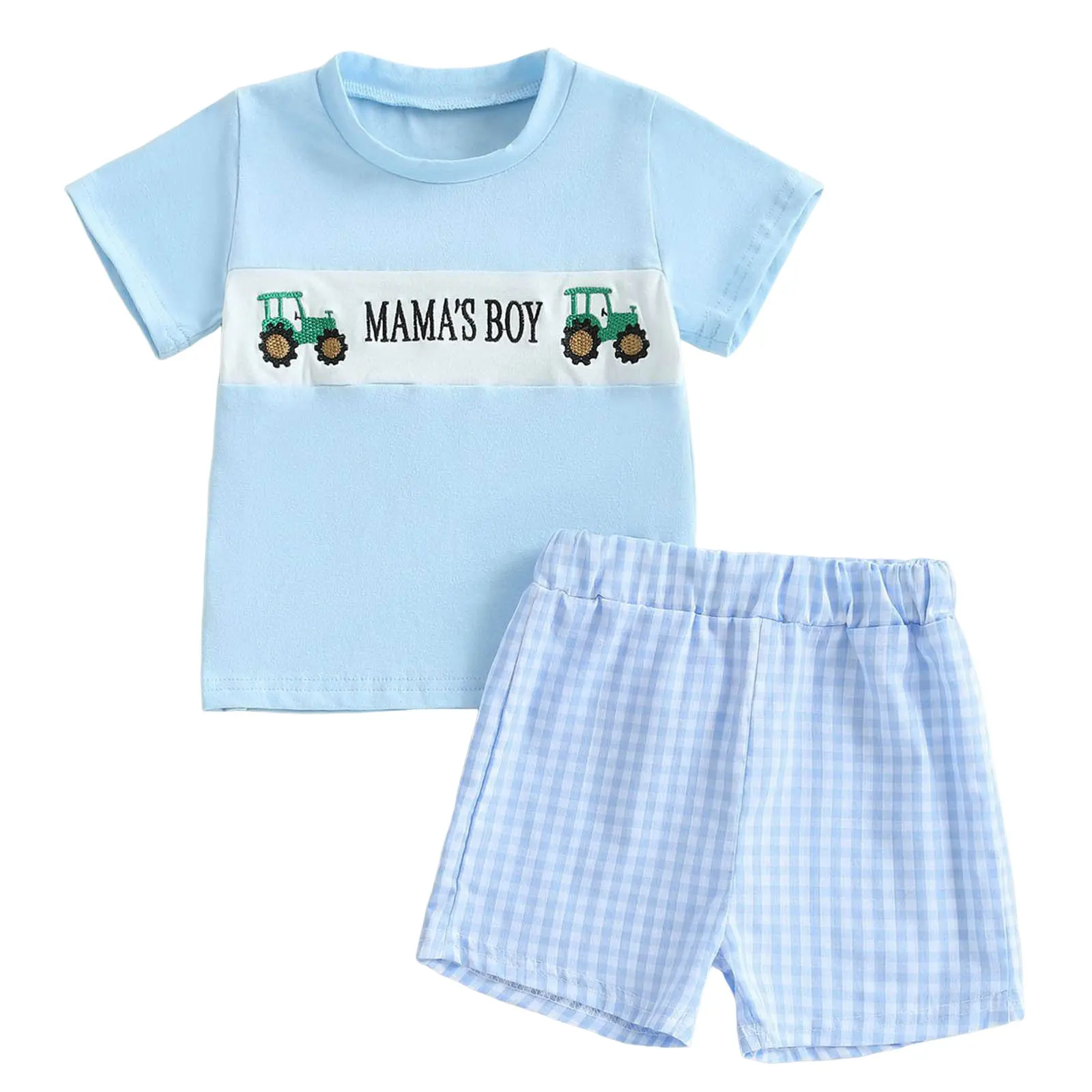 

Summer Baby Boy Boys Comfortable And Breathable Short Sleeved Twopiece Set With Cute Truck Pattern Toddler Dress Pant