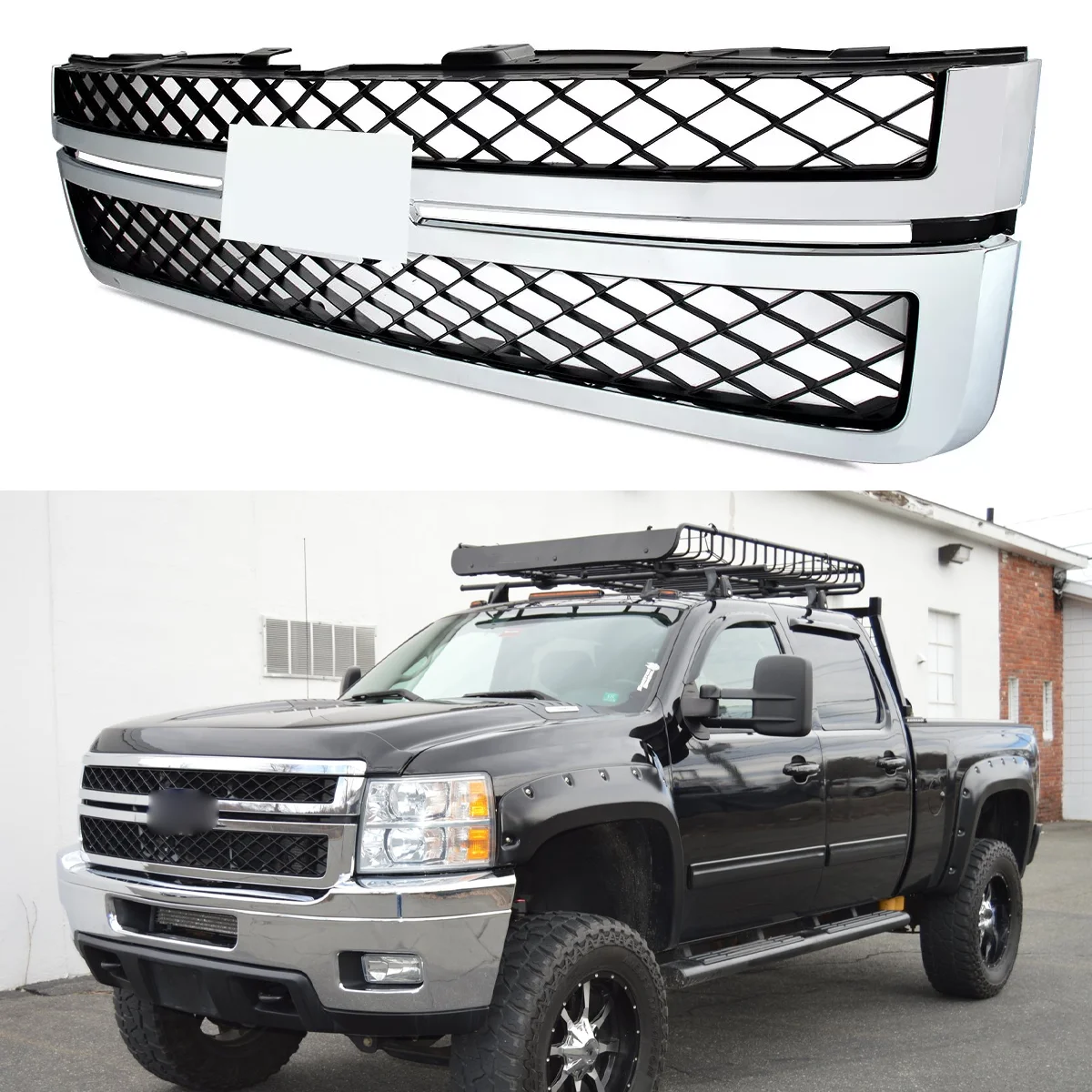 

Chrome Front Hood Molding Trim for Chevrolet Silverado 2500 3500 HD Front Bumper Radiator Grille Mesh 2011 2012 2013 2014