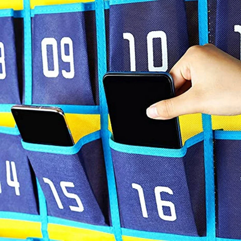 2X 42 Numbered Pockets Chart Cell Phone Hanging Organizer Hanging Storage Bag For Classroom Calculator Phone Holders