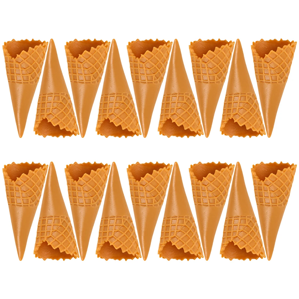 

18pcs Mini Ice Cream Cone Bottom Holders Realistic Crispy Skin Props for Dollhouse Toys DIY Crafts Accessories Bright Color