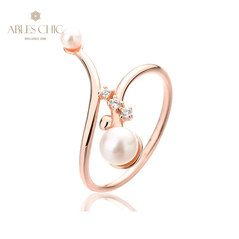 

AC 5A Freshwater Pearl 5-5.5mm Accent Floral Branch Twig 18K Gold Tone Solid 925 Silver Ring RN1022