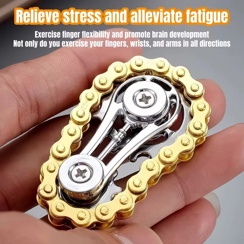 Metal Sprockets Flywheel Gear Fingertip Gyro Fidgeting Spinner Antistress Anxiety Bike Chains Spinner Fidget Toys for Adult
