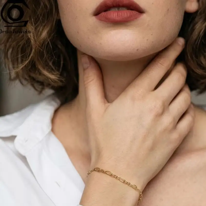 

Серебряный браслет ORSA JEWELS S925 с ромбовидной цепочкой для женщин, простой повседневный тонкий браслет на запястье, украшение для вечеринок и Дня святого Валентина, модель SB222