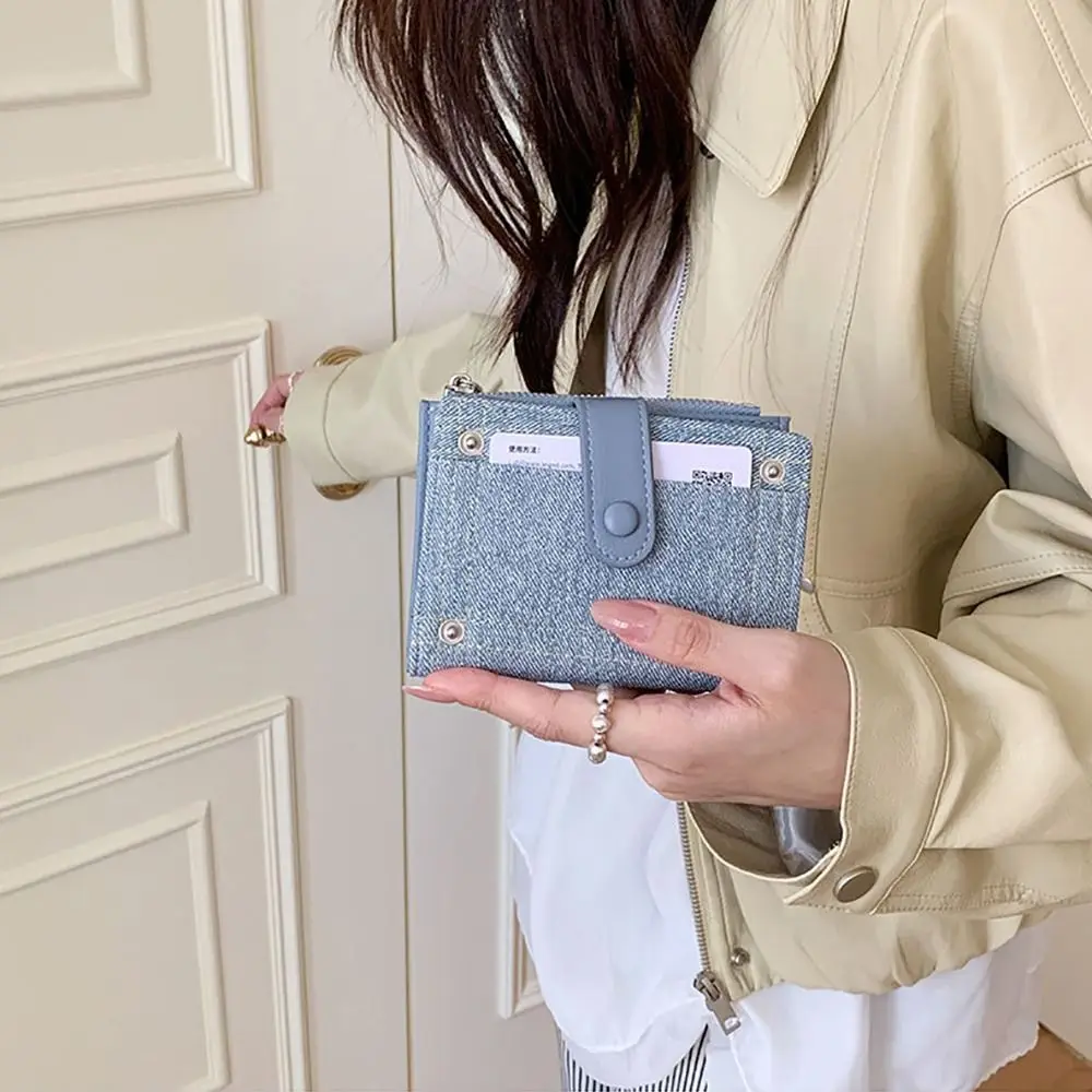 Trendy PU Foldable Wallet Multi-functional Zipper Clouse Coin Purse Large Capacity Lightweight Card Holder For Ladies