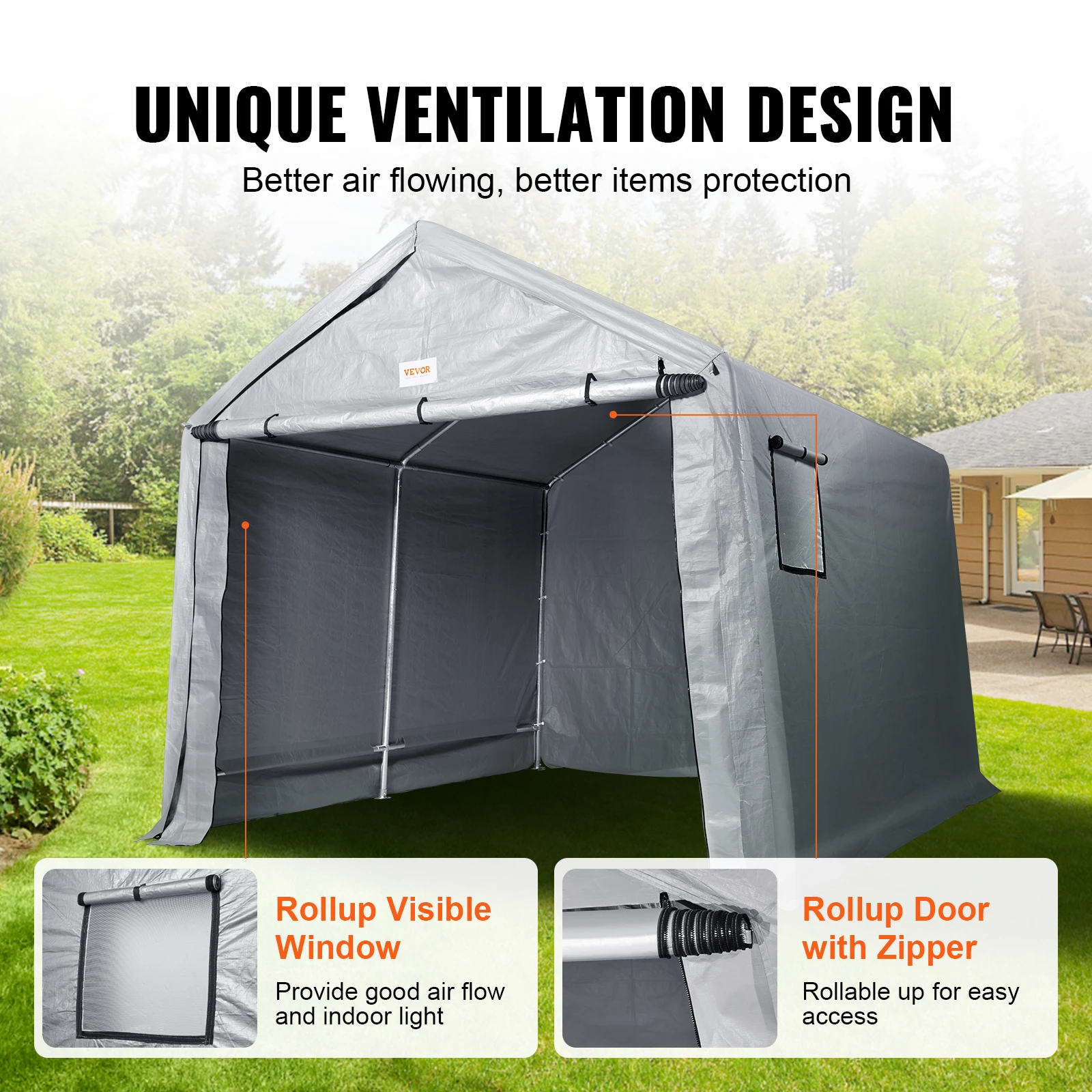 VEVOR Portable Shed Outdoor Storage Shelter 5 Sizes Waterproof Heavy Duty All-Season Instant Storage Tent Tarp Sheds For Motor