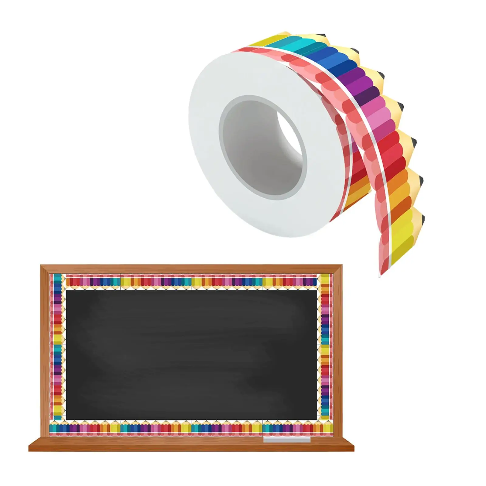 Pencil Bulletin Board Borders Colorful with Pencil Patterns Classroom Borders for White Board Office Blackboard Wall Decoration