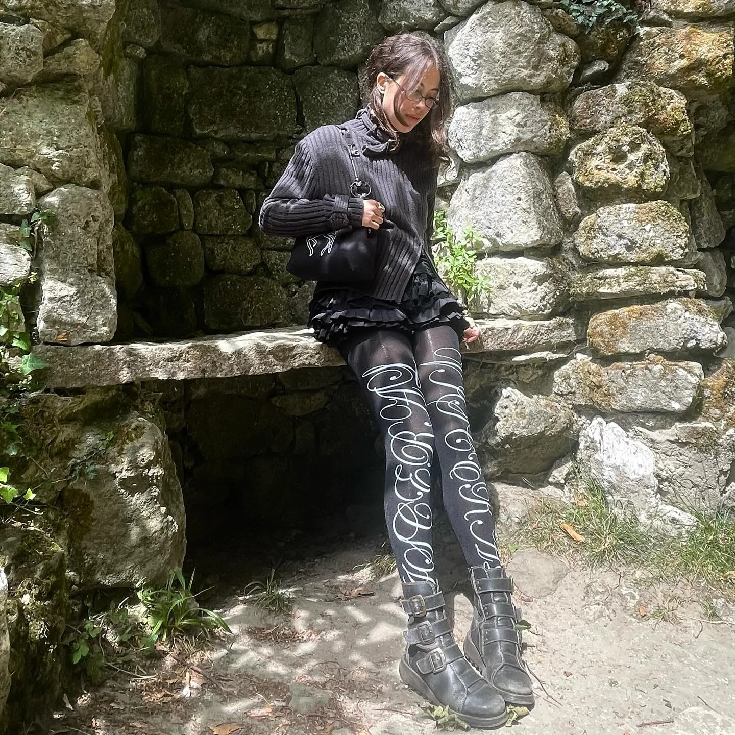 ايمو بنات خمر القوطية جوارب طويلة Y2k نمط ايمو فتاة الشرير القوطي جوارب طويلة موضة الشرير الطباعة جوارب طويلة نسائية رقيقة نمط 2000s #2