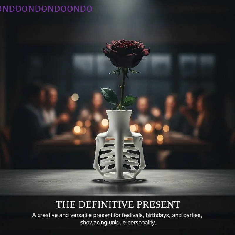 White 3D Printed Skeleton Ribcage Vase Unique Gothic Design Perfect For Halloween Home Decor Gift For Gothic Lovers