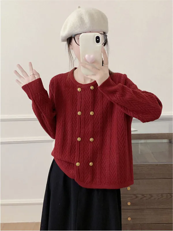 

Loose Knitted Long Sleeve round Neck Cardigan Women's plus Size Casual Style Pure Color High Quality Spring Autumn New Arrival