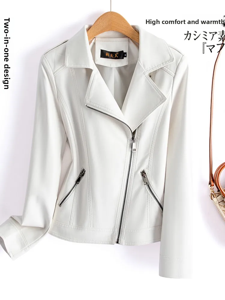   เสื้อแจ็คเก็ตหนังแท้ Ning สำหรับผู้หญิง ดีไซน์กระชับสัดส่วน สไตล์เกาหลี รุ่นใหม่ ฤดูใบไม้ผลิ ฤดูใบไม้ร่วง หนังแท้