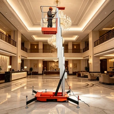Aluminum Lift Platform Electric Hydraulic Wheeled Mobile Anti-tilt Stabilizer Legs For Mall Ceiling Maintenance Equipment