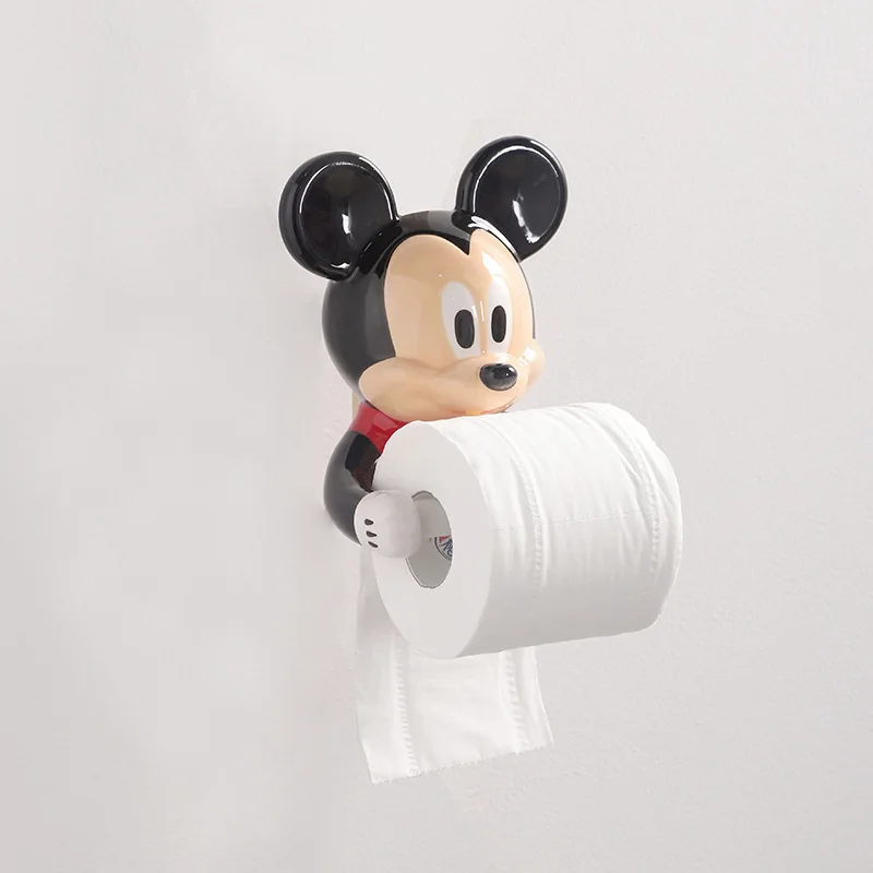 Kawaii Disney Anime Cute Cartoon Mickey Mouse Model Kitchen Upright Paper Towel Hanger No Punch Lazy Rag Holder Home Ornament