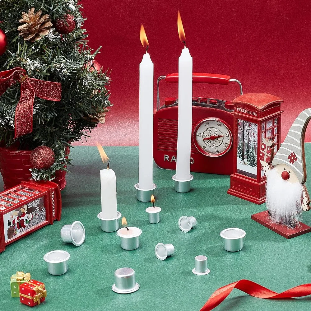 40 قطعة شمعة معدنية صغيرة إدراج حامل الشمعدان كوب 2 حجم الألومنيوم شمعة معدنية أكواب بالتنقيط حماة الماسك للشمع