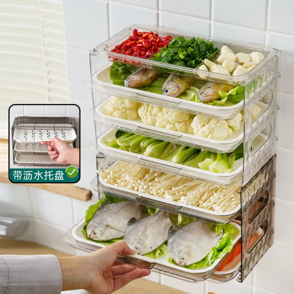 Kitchen Multi-Layer Vegetable Preparation Tray, Household Drainage Fruit Tray, Foldable Wall Hanging Drainage Storage Rack, Hot