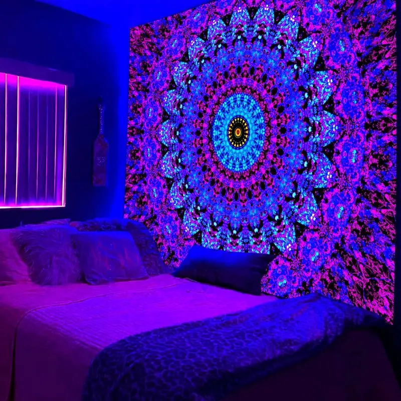 Colorful Cosmic Mandala Tapestry, Starry Galaxy Bohemian Wall Hanging for Bedroom Living Room Psychedelic Decor