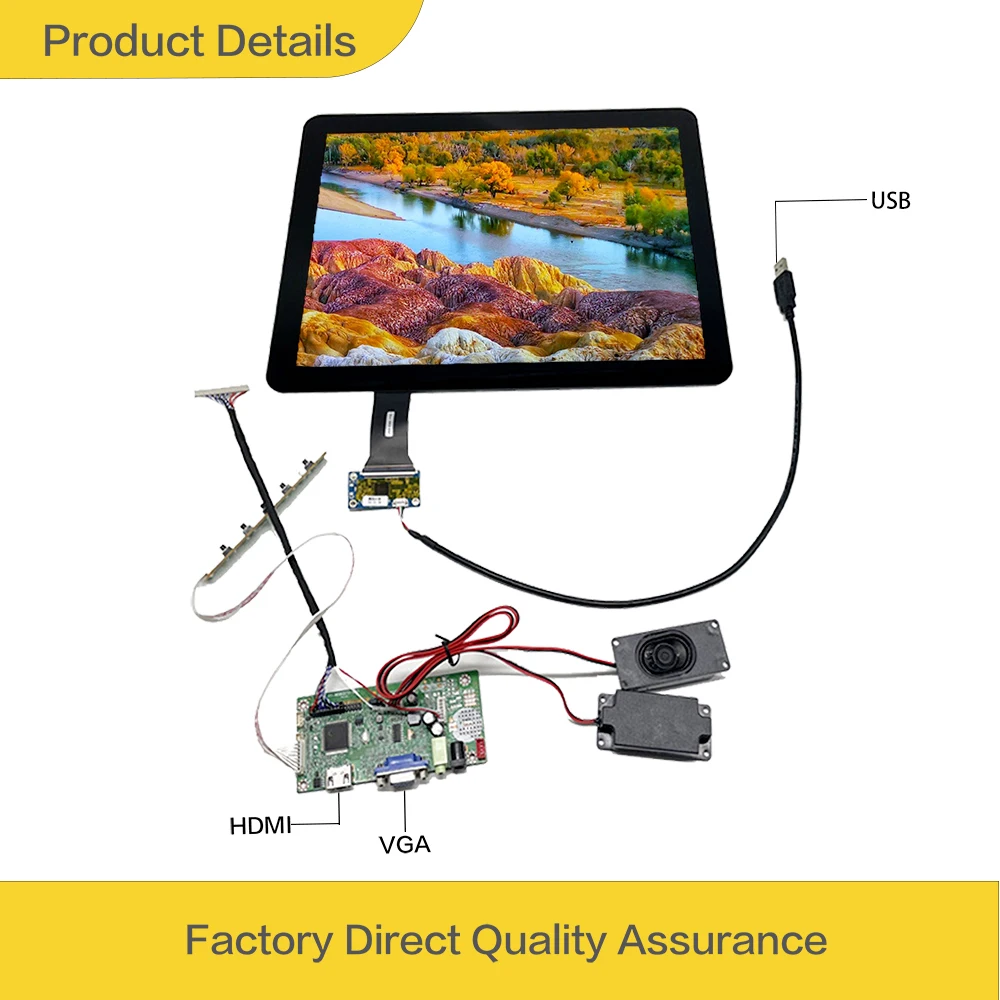 LESOWN Capacitive Touchscreen 15inch Small Wide LCD Screen Display 1024x768 IPS TFT Module Panel for Intelligent Central Control