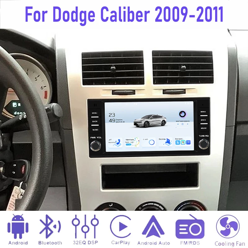 

7” 4+64GB For Dodge Caliber 2009-2011 Car Radio Reversing Image Google Map Camera Stereo Wireless Carplay Android 15 Auto GPS BT