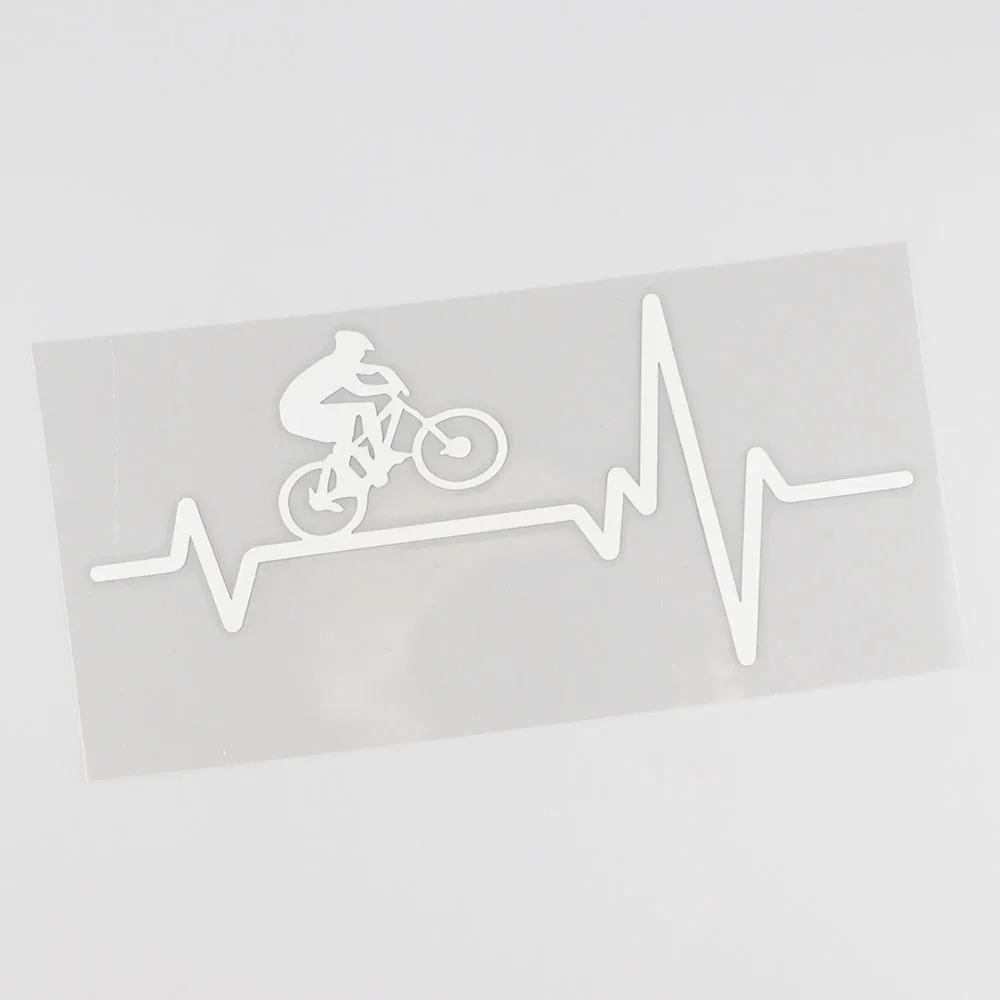 YJZT  Cycling Mountain Bike  Helmet Heartbeat Decal Vinyl Black/Silver Car Stickers