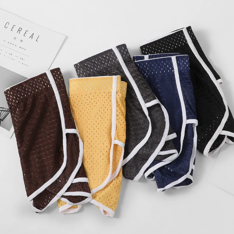 

5PCS ice silk underpants, boys' summer, teenagers' four-cornered short pants with loose slits,