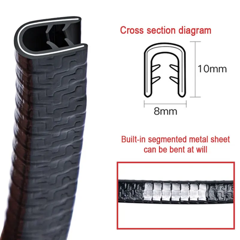 Image 4: Bande anti-collision de porte de voiture en forme de U bande décorative anti-frottement anti-rayure bande d'étanchéité de bord autocollants de protection