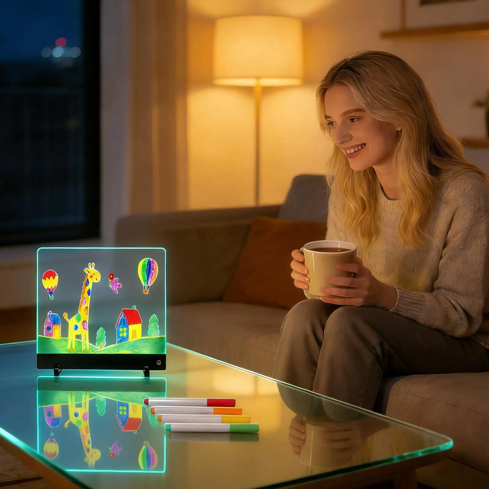 

Светодиодная доска для рисования, перезаряжаемая, 4 режима, коврик для сообщений, стираемая светодиодная доска для сообщений с 7 маркерами для мальчиков и девочек, школьная гостиная