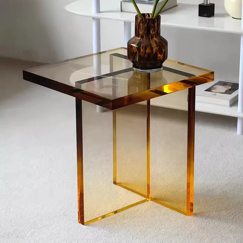 Acrylic Coffee Table Living Room Apartment Shiny Fashion Home Furniture T Leg Shape