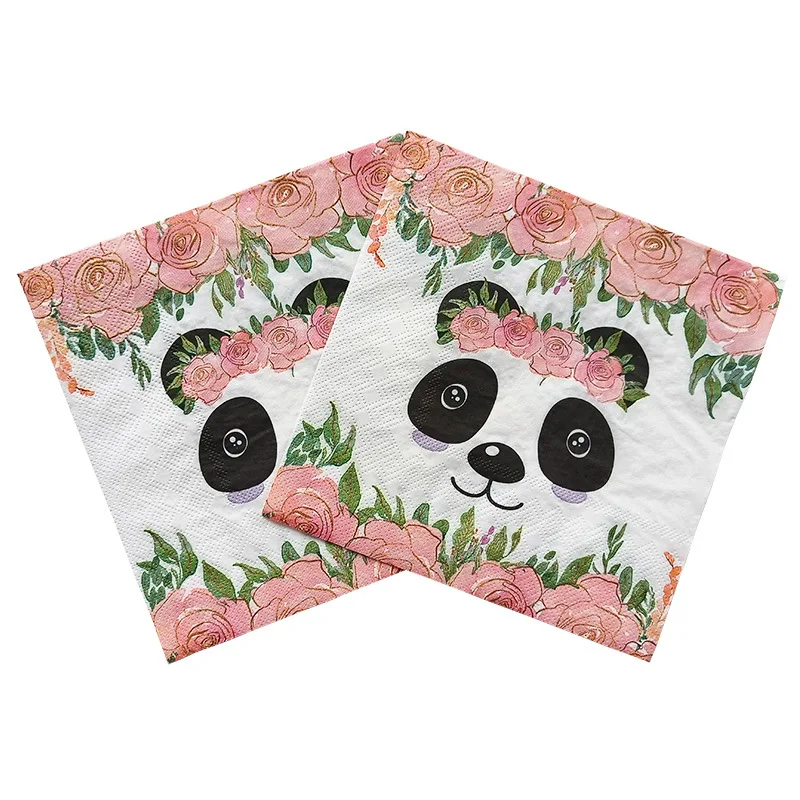 20Pcs/Pack Decoupage Animal Party Flower Paper Napkins Double Layer Wood Pulp Paper  Elegant Tissues For Wedding Party Decoratio