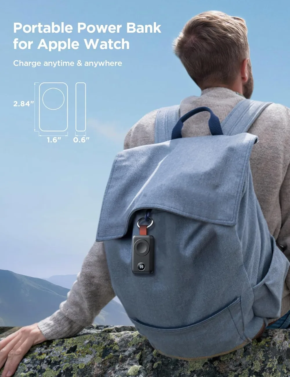 Portable 2000mAh Wireless Charger for Apple Watch Series 11/10/9/8/7/6/5/4/3/2/1/SE/Ultra 3/Ultra 2/Ultra, Compact Magnetic iWatch Charger Keychain Style Travel Essentials view 5
