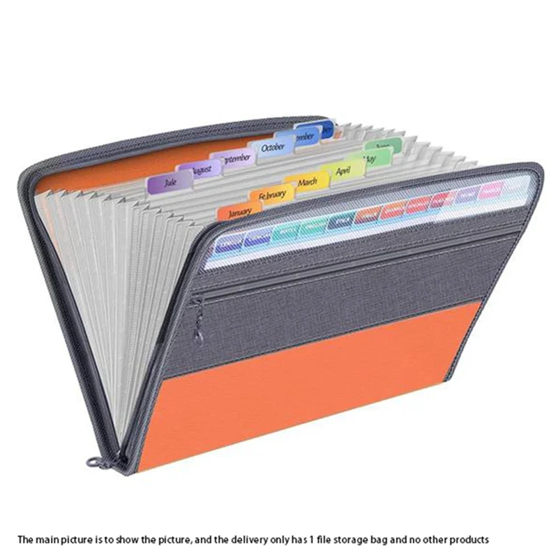 

J1UL1N 1 Piece File Box Organizer With Zipper Travel Paper Organizer , Fit A4 Paper, Banknote, Document Receipt D