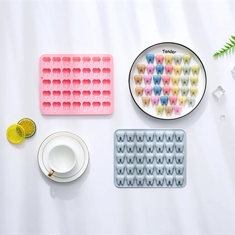 Mini Tooth Silicone 35 Cavity 3D Small Molar Molds Tray DIY Baking Decorating Tools For Chocolate Gummy Candy Jello
