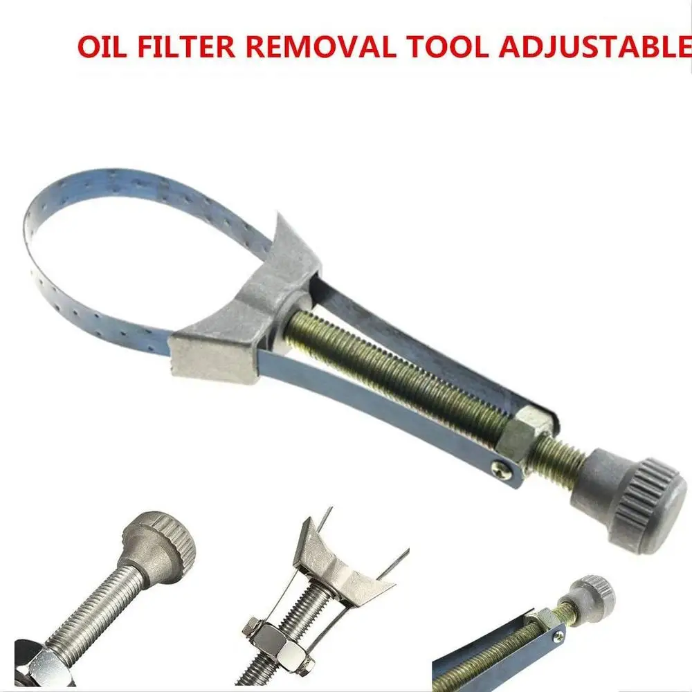 

1pc Car Oil Filter Removal Too Hand Tools Adjustable Automobile 60mm to 120mm Diameter Steel Strap Wrench Spark Plug Repair Tool