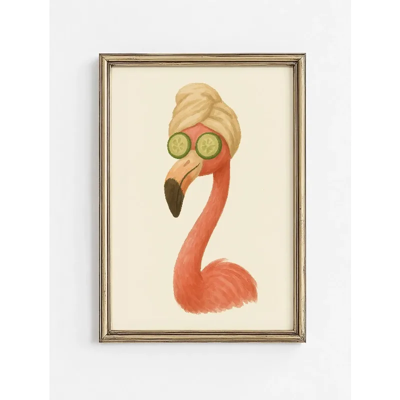Vintage Watercolor Animal Canvas Prints Funny Cartoon Duck Flamingo Poster Cute Style Kids Bathroom Restroom Aesthetic WallDecor