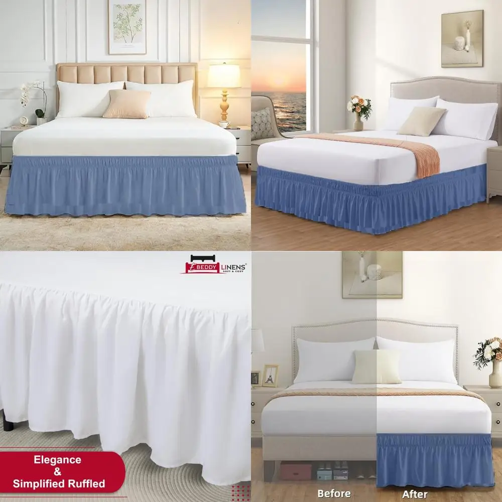 

Twin XL College Dorm Bed Skirt with 39x80 Size and 36 Inch Drop, Adjustable Elastic, Ruffle Design for Wrap Around Beds