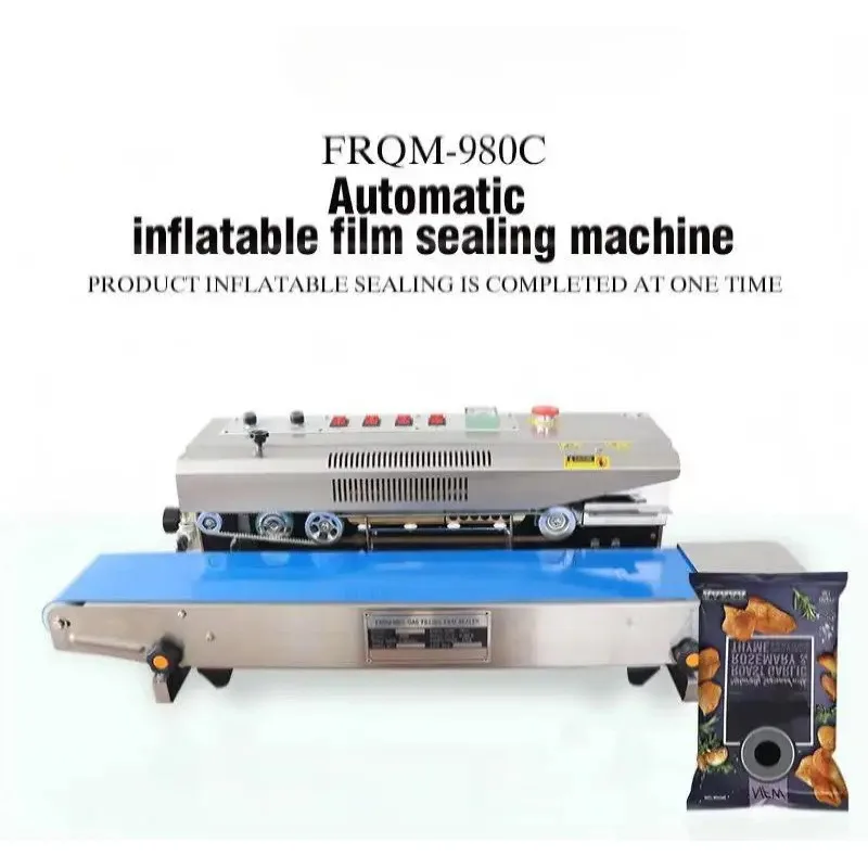 KUNBA FRM-980 Nitrogen Gas Horizontal Heat Coffee Bags Automatic Plastic Bag Continuous Band Sealer Machine With Date Print