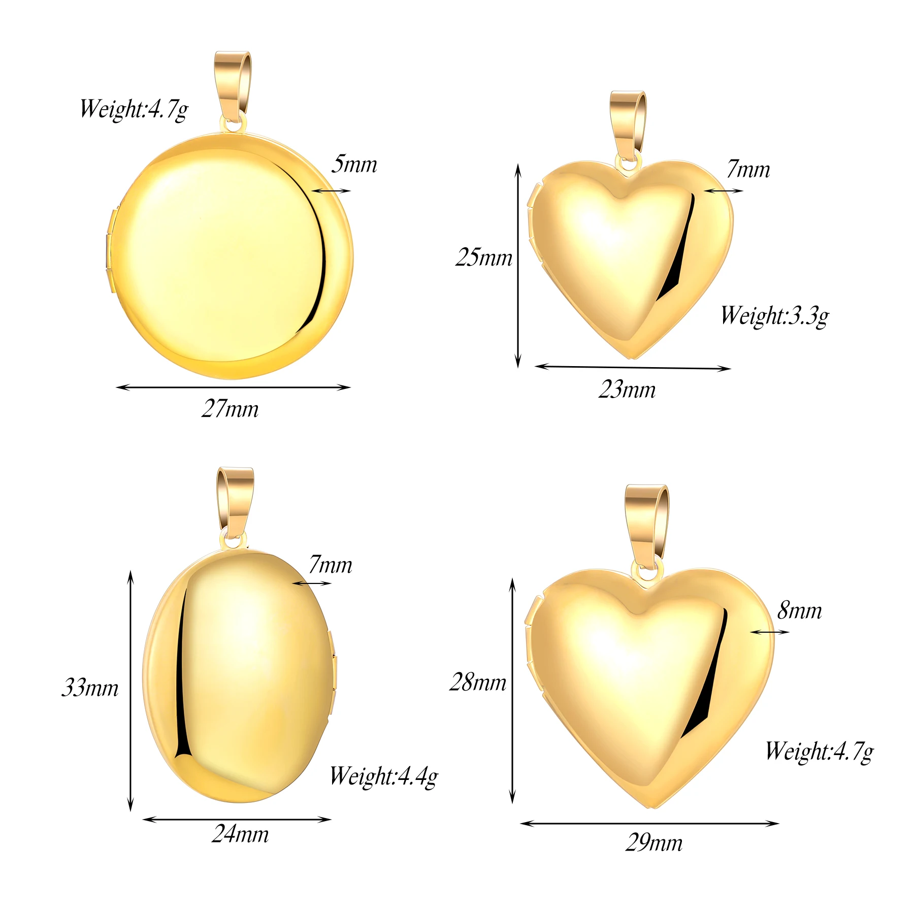5Pcs Stainless Steel Heart/Round Polish Photo Frame Locket Pendant Charms For Jewelry Making Supplies DIY Accessories - view 3