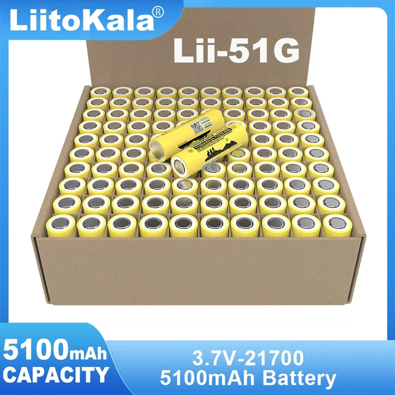 

1-30PCS 100% Original Liitokala Lii-51G 3.7V 5100mAh 21700 For Flashinglight High-capacity Lithium Battery