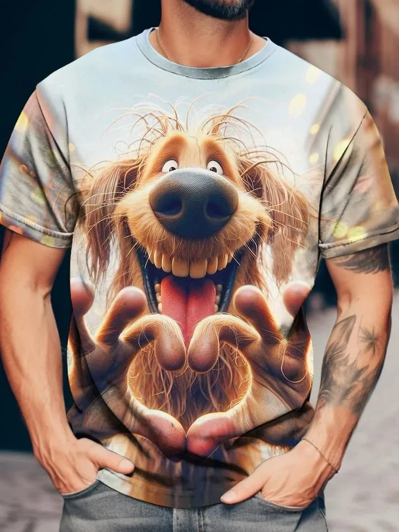 

Мужская забавная футболка с принтом животных, футболки с короткими рукавами, топы, рубашки с круглым вырезом с 3D принтом, летняя повседневная мужская одежда 2025, одежда