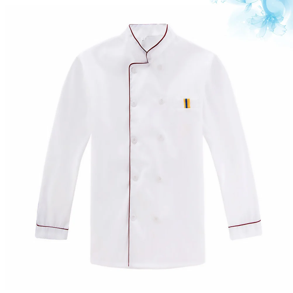 Langärmliger Kochmantel, rot, geprägt, Größe 4XL, atmungsaktiv, ölbeständig, Kochkleidung für Restaurant, Hotel, Grill, Kochmantel