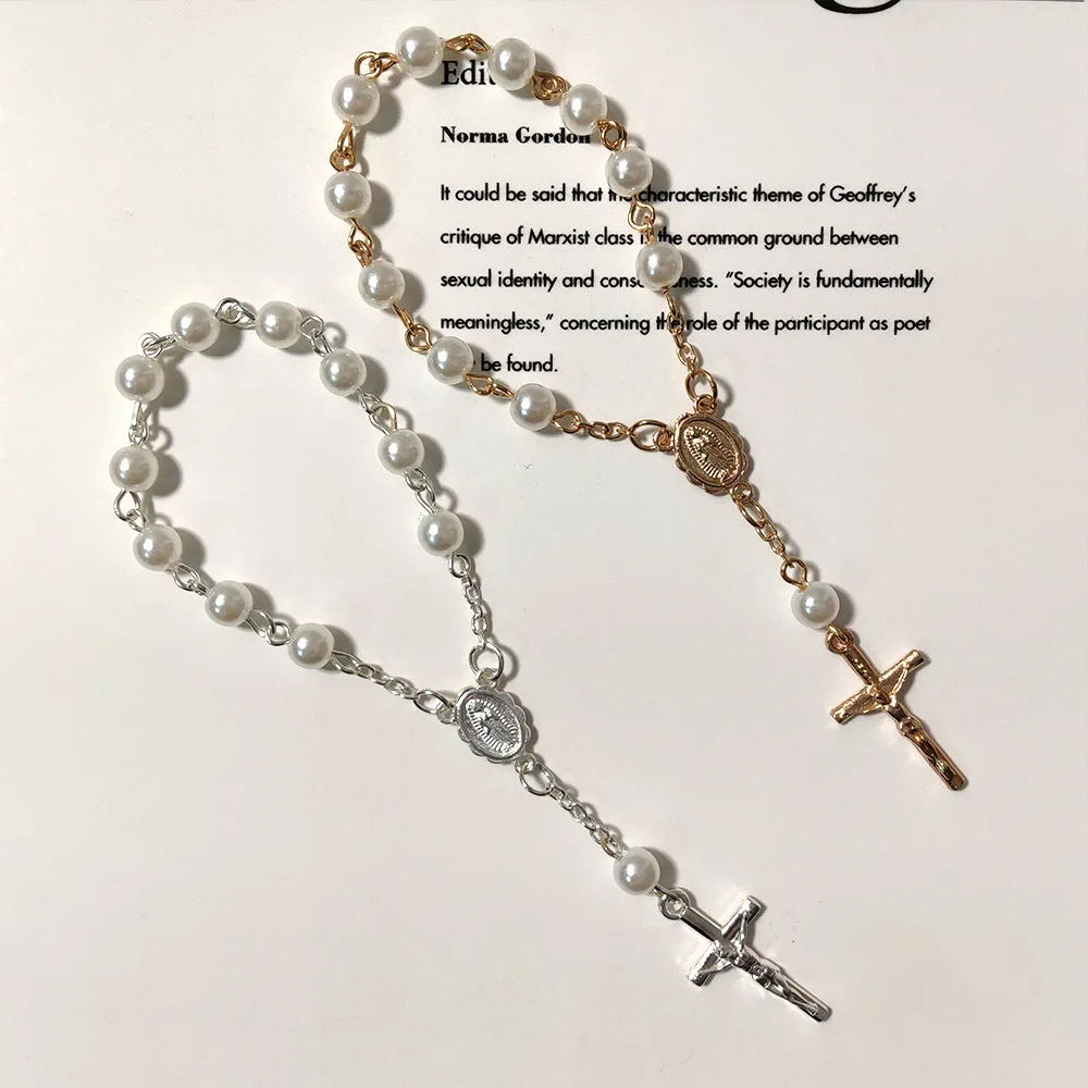 50/20/10Pcs Baptism Rosary Beads Finger Baptism Rosaries Faux Pearls For Baptism Favors Christening Favors Communion Favors