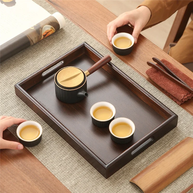 Bandeja de servir retangular de madeira de bambu ABJY - ideal para festas de chá e jantares em hotéis e casas