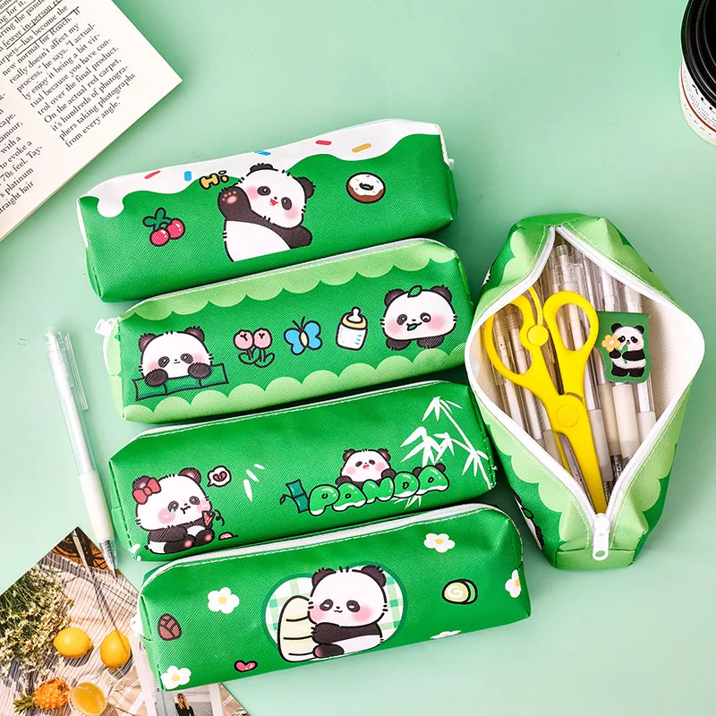 

1PCS Kawaii INS Panda Pencil Case Office Stationery School Supplies High Capacity PU Material Pencil Bag