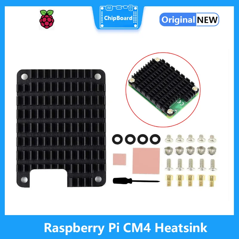 

Raspberry Pi CM4 Heatsink, Raspberry Pi Computer Module 4 Heat Dissipation Heat Sink with Thermal Tapes Notched for Antenna