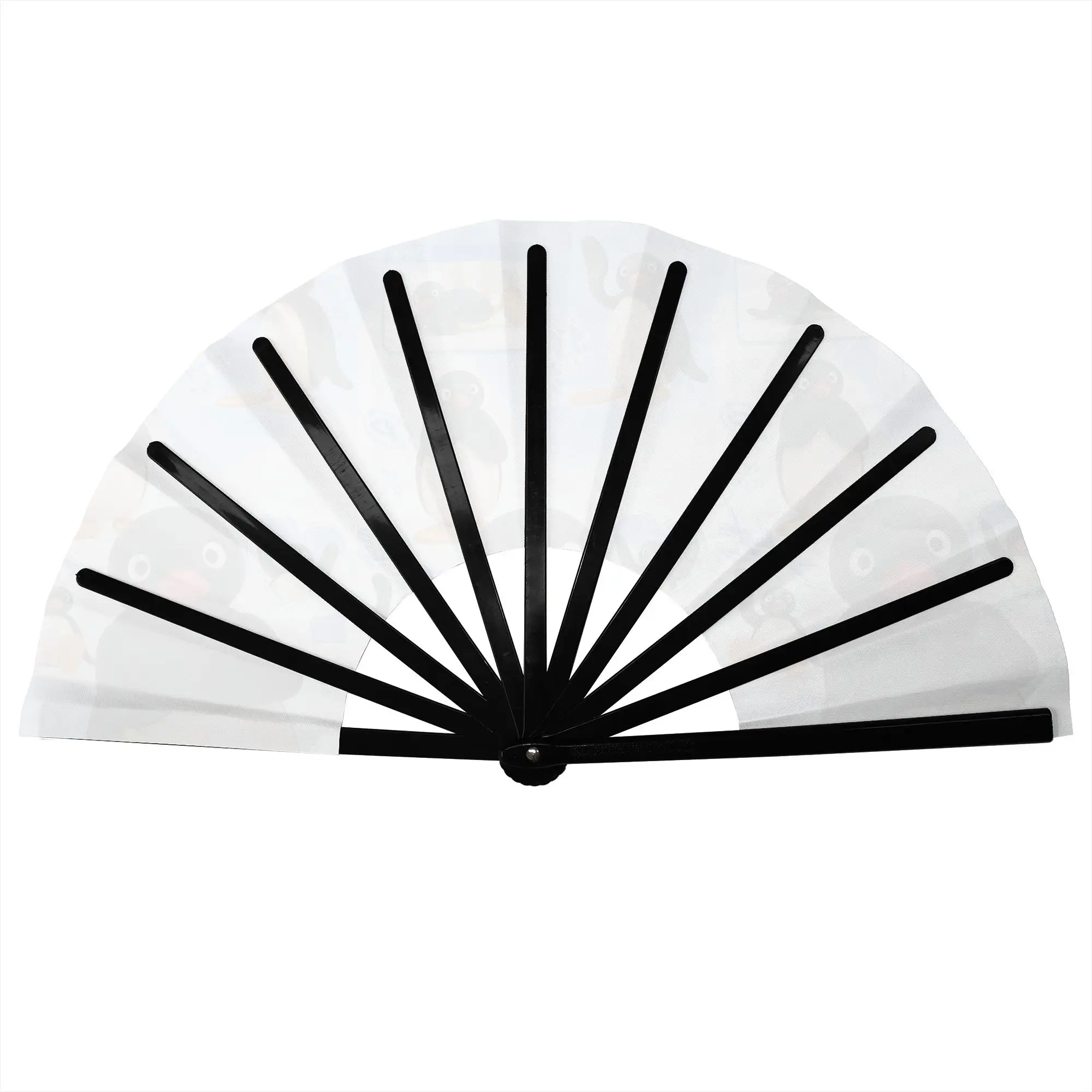 Customized Penguin Cartoon Manga Portable Pocket Fan Travel Classic Polyester Folding Fan Chinese Dance Handheld Cooling Fans