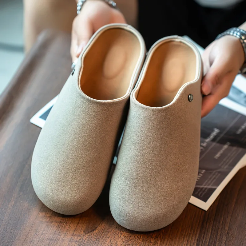 Boken shoes half drag men's trendy shoes 2026 summer fashion soft sole retro thick sole lazy drag