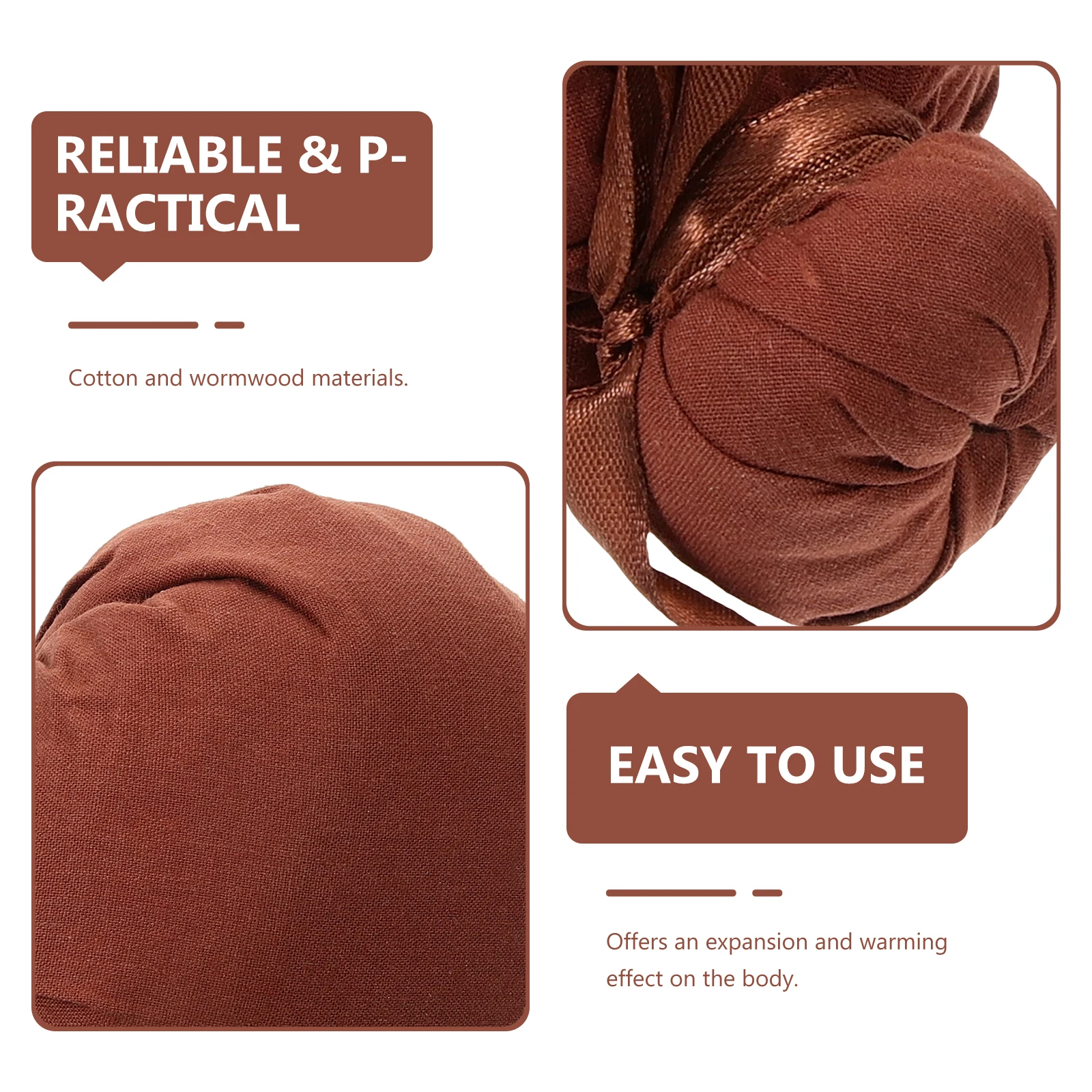 

2Pcs Chinese Herbal Ball with Warming Effect Natural Cotton Wormwood Massage Compress Ball for Home Office Spa