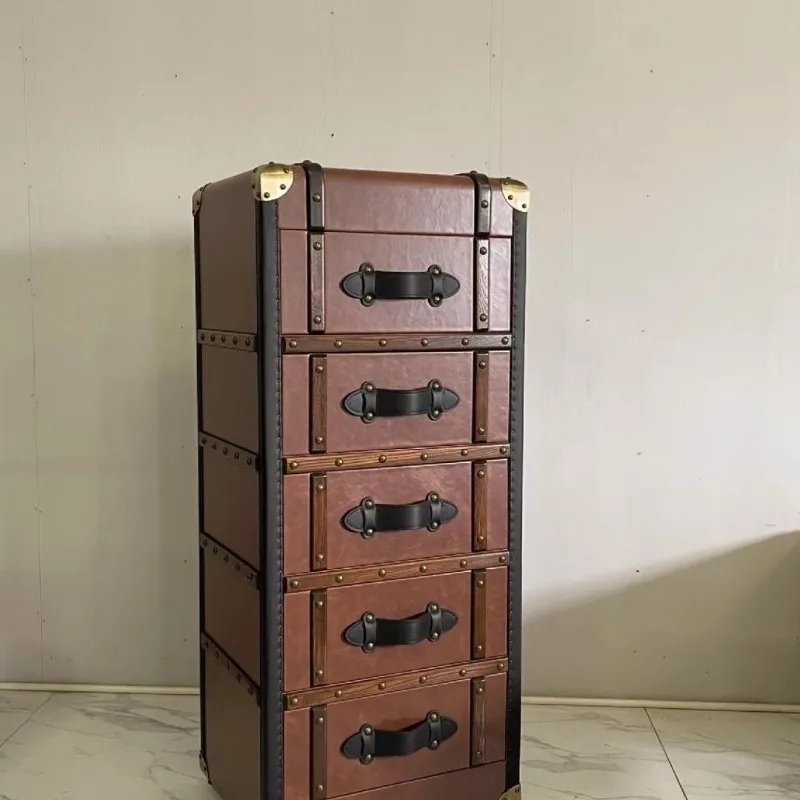 خزانة ذات أدراج عتيقة، خزانة ذات أدراج من الخشب الصلب، نوع درج برتقالي، تخزين غرفة المعيشة الأمريكية، خزانة غرفة النوم #2